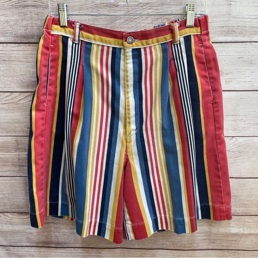 VINTAGE PROPS STRIPED DENIM‎ BERMUDA SHORTS - Picture 2 of 4